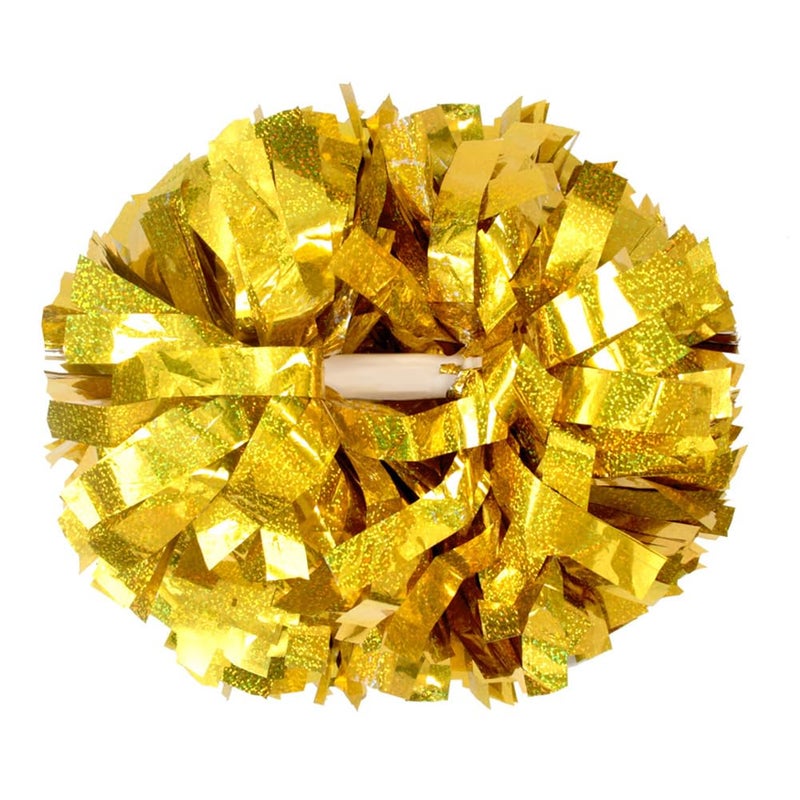 Hooshing 2PCS Gold Pom Poms Cheerleading Holographic Spot with Baton Handle for Girls Kids Team Spirit Sports Cheering - Image 1